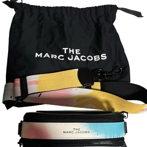 Marc Jacobs Black and Blue Crossbody snapshot Bag with Yellow Strap - Picture 5 of 12